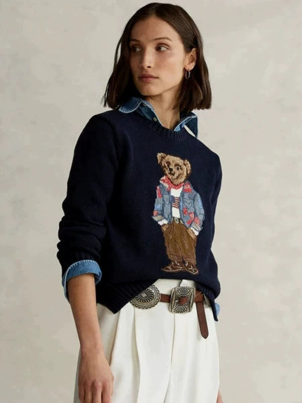 Zara Fall Winter Round Neck Long Sleeve Vintage Bear Loose Casual